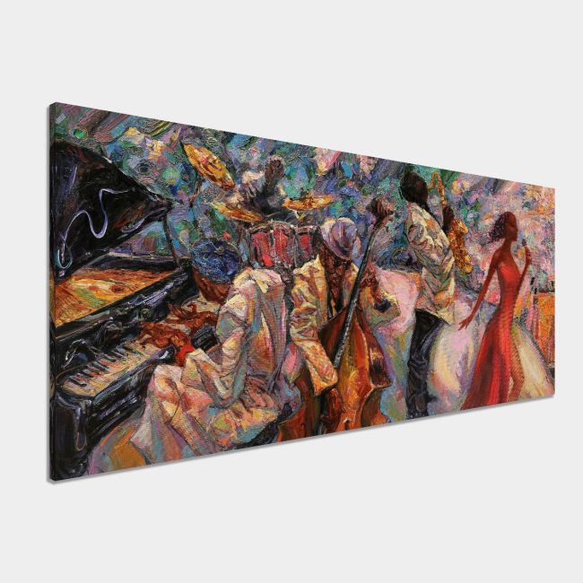 Canvas print Jazz night I, panoramic