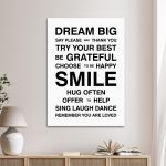Canvas print Dream Big, house rules White Black