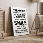 Canvas print Dream Big, house rules White Black