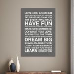 Canvas print Love one another, house rules Gray Brown