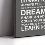 Canvas print Love one another, house rules Gray Brown