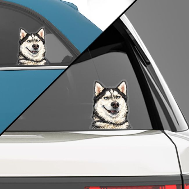 Αυτοκόλλητα αυτοκινήτου"Αστεία σκυλιά",Husky