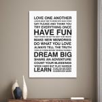 Πίνακας σε καμβά Love one another, house rules Άσπρο Μαύρο