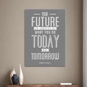 Πίνακας σε καμβά Your future is created today Γκρι Μαύρο