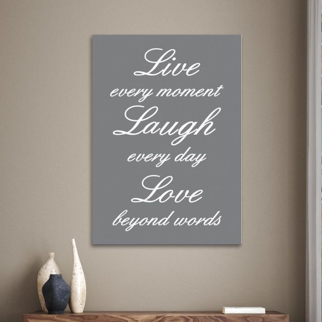 Canvas print Live every moment Gray Black