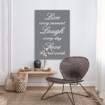 Canvas print Live every moment Gray Black