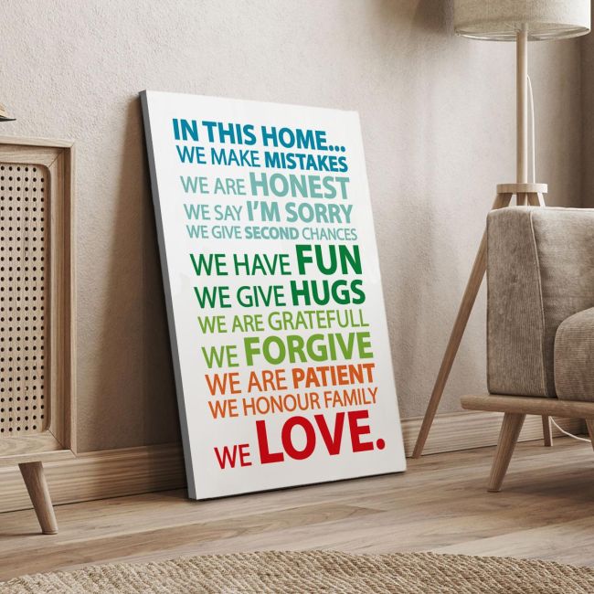 Πίνακας σε καμβά In this home multicolour Καμβάς τελαρωμένος Όψη 20