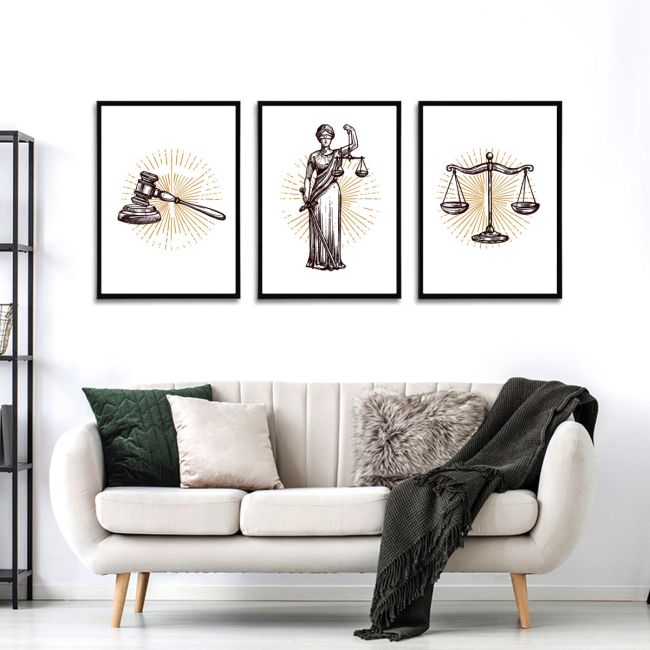 Justice themed art poster , 3 panels