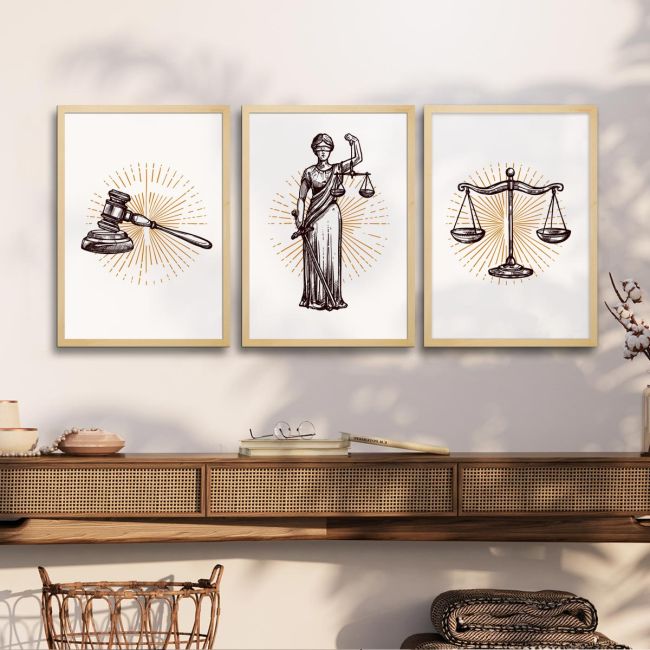 Justice themed art poster , 3 panels