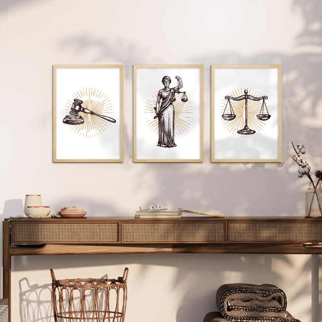 Justice themed art poster , 3 panels