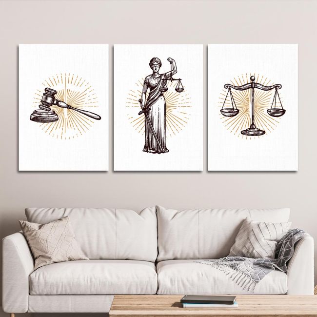 Justice themed art poster , 3 panels