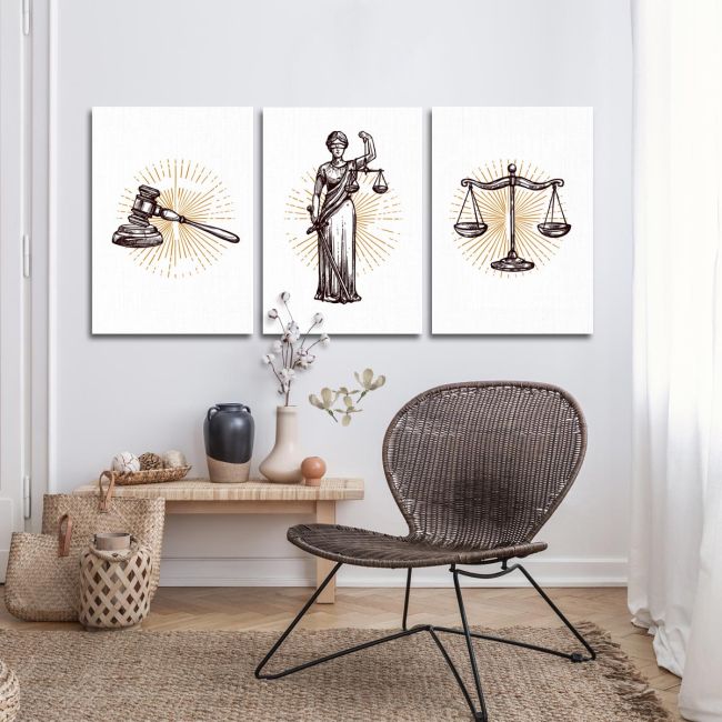 Justice themed art poster , 3 panels