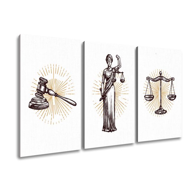 Justice themed art poster , 3 panels