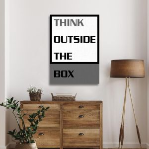 Πίνακας σε καμβά Think outside the box Γκρι Καμβάς τελαρωμένος Όψη 1 2