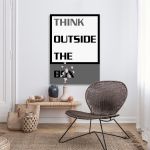Πίνακας σε καμβά Think outside the box Γκρι Καμβάς τελαρωμένος Όψη 3
