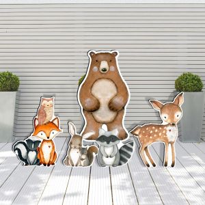 Forest animals figurine set for baptism decoration Printed wood (mdf) View 1