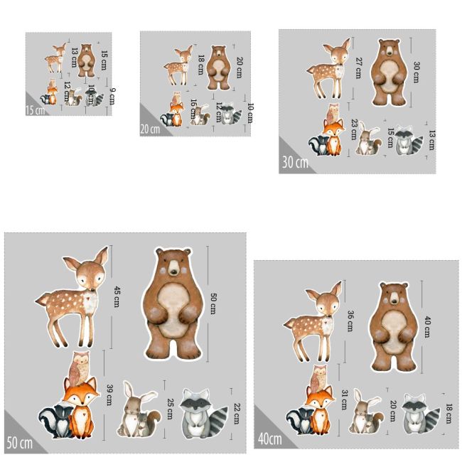 Forest animals figurine set for baptism decoration Printed wood (mdf) View 5