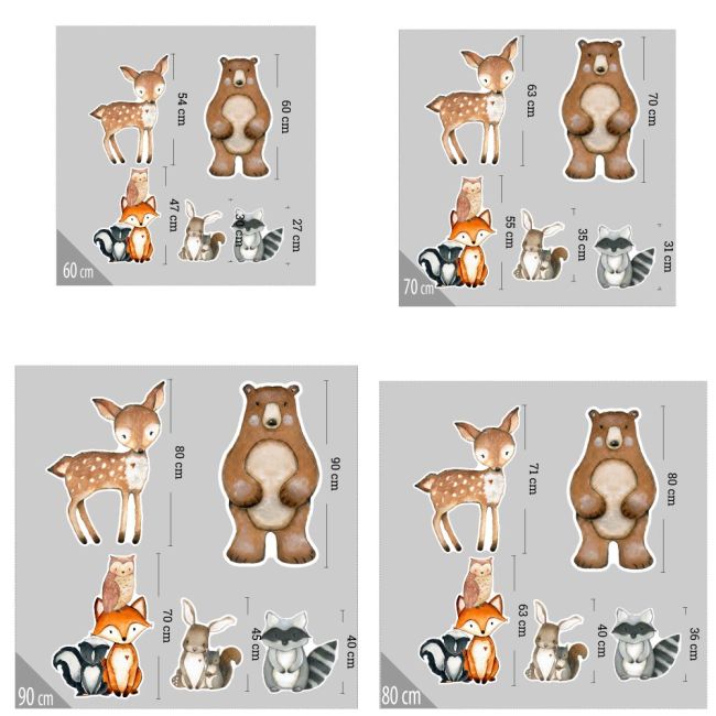 Forest animals figurine set for baptism decoration Printed wood (mdf) View 6