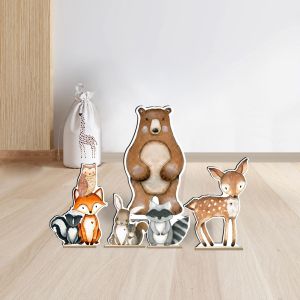 Forest animals figurine set for baptism decoration Printed wood (mdf) View 1 2