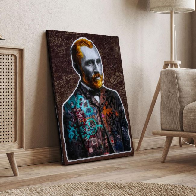 Πίνακας σε καμβά Van Gogh on wall Καμβάς τελαρωμένος Όψη 4