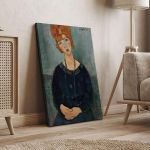 Πίνακας ζωγραφικής Woman with a necklace Modigliani A. Καμβάς τελαρωμένος Όψη 4