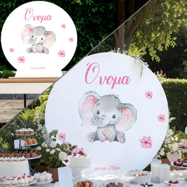 Wooden sign backdrop Pink elephant watercolor 3 Printed wood (mdf) View 1