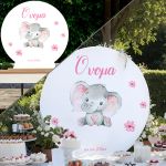 Wooden sign backdrop Pink elephant watercolor 3 Printed wood (mdf) View 1