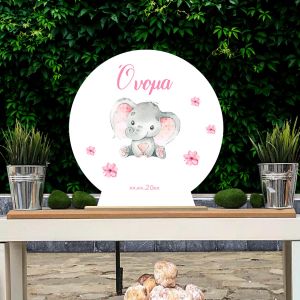 Wooden sign backdrop Pink elephant watercolor 3 Printed wood (mdf) View 1 2