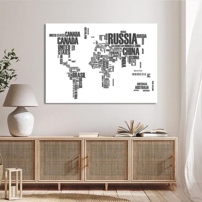 Canvas print  world with words Gray Framed canvas View 2