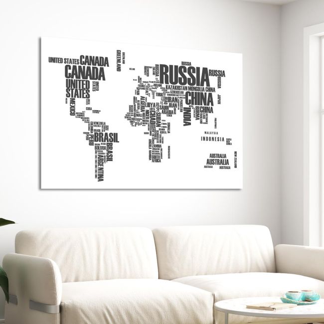 Canvas print  world with words Gray Framed canvas View 3