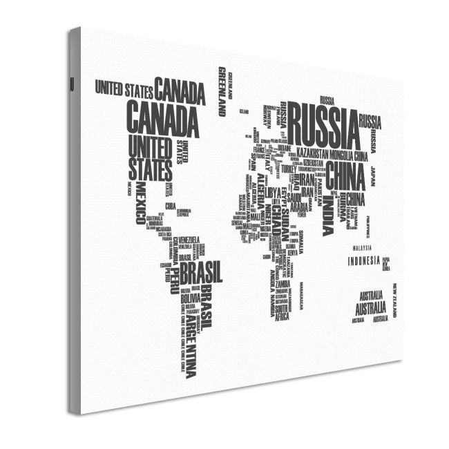 Canvas print  world with words Gray Framed canvas View 4