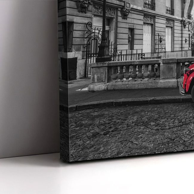 Canvas print Paris, Eiffel tower with 2CV multicolor