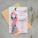 Baptism invitation, Flowers gold circles and letters