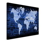 Canvas print Bricks world map multicolor