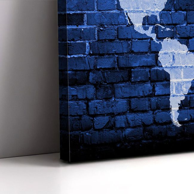 Canvas print Bricks world map multicolor