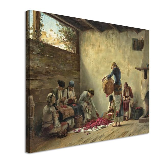 Canvas print Women prepare rose petal preserves in Megara Rallis Framed canvas View 4