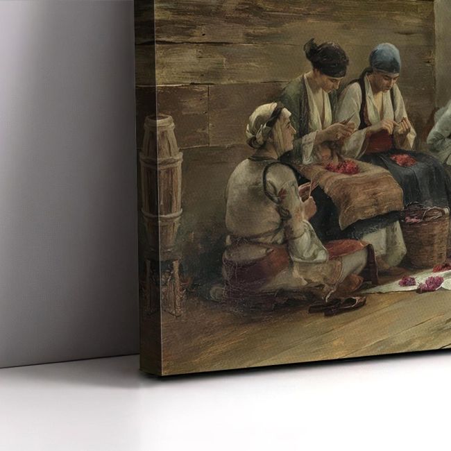 Canvas print Women prepare rose petal preserves in Megara Rallis Framed canvas View 5