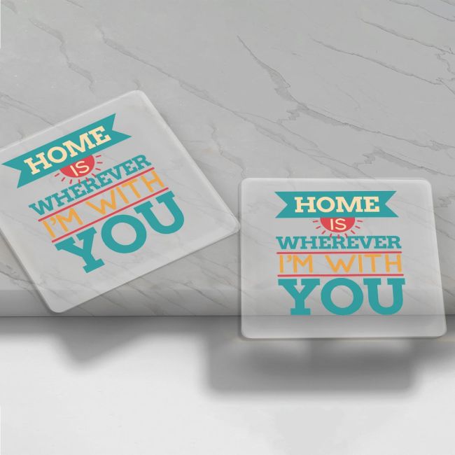 Εκτυπωμένο σουβέρ με αρχικά ζευγαριού, για δωράκια γάμου, plexiglass διάφανο προσωποποιημένο