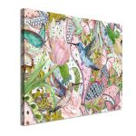 Πίνακας σε καμβά Flowers hummingbirds and butterflies Καμβάς τελαρωμένος Όψη 4