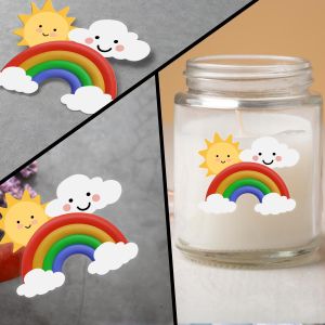 Sticker label Rainbow sun cloud transparent outline 5 cm View 1