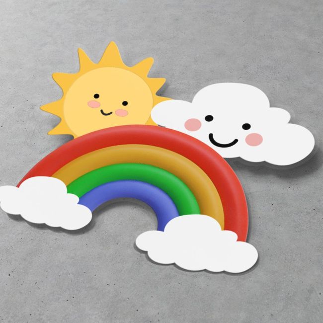 Sticker label Rainbow sun cloud transparent outline 5 cm View 2