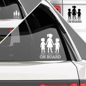 Car sticker Girl 2 boys personalized names View 1