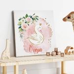 Kids canvas print Swan with flowers View 4