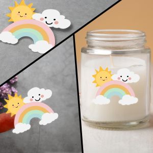 Sticker label Rainbow sun cloud pastel transparent outline 5 cm View 1