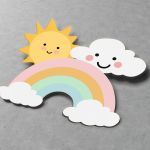 Sticker label Rainbow sun cloud pastel transparent outline 5 cm View 2