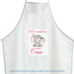 Christening apron printed for godparents, Pink elephant watercolor 3