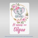 Christening apron printed for godparents, watercolor Elephant girly with flowers