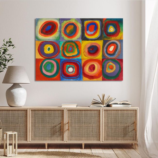 Πίνακας ζωγραφικής Squares with concentric circles Kandinsky W. Καμβάς τελαρωμένος Όψη 2