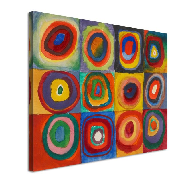Πίνακας ζωγραφικής Squares with concentric circles Kandinsky W. Καμβάς τελαρωμένος Όψη 4