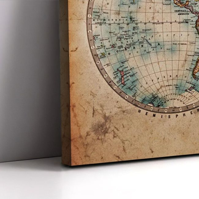 Canvas print Old world map in hemispheres Framed canvas View 5